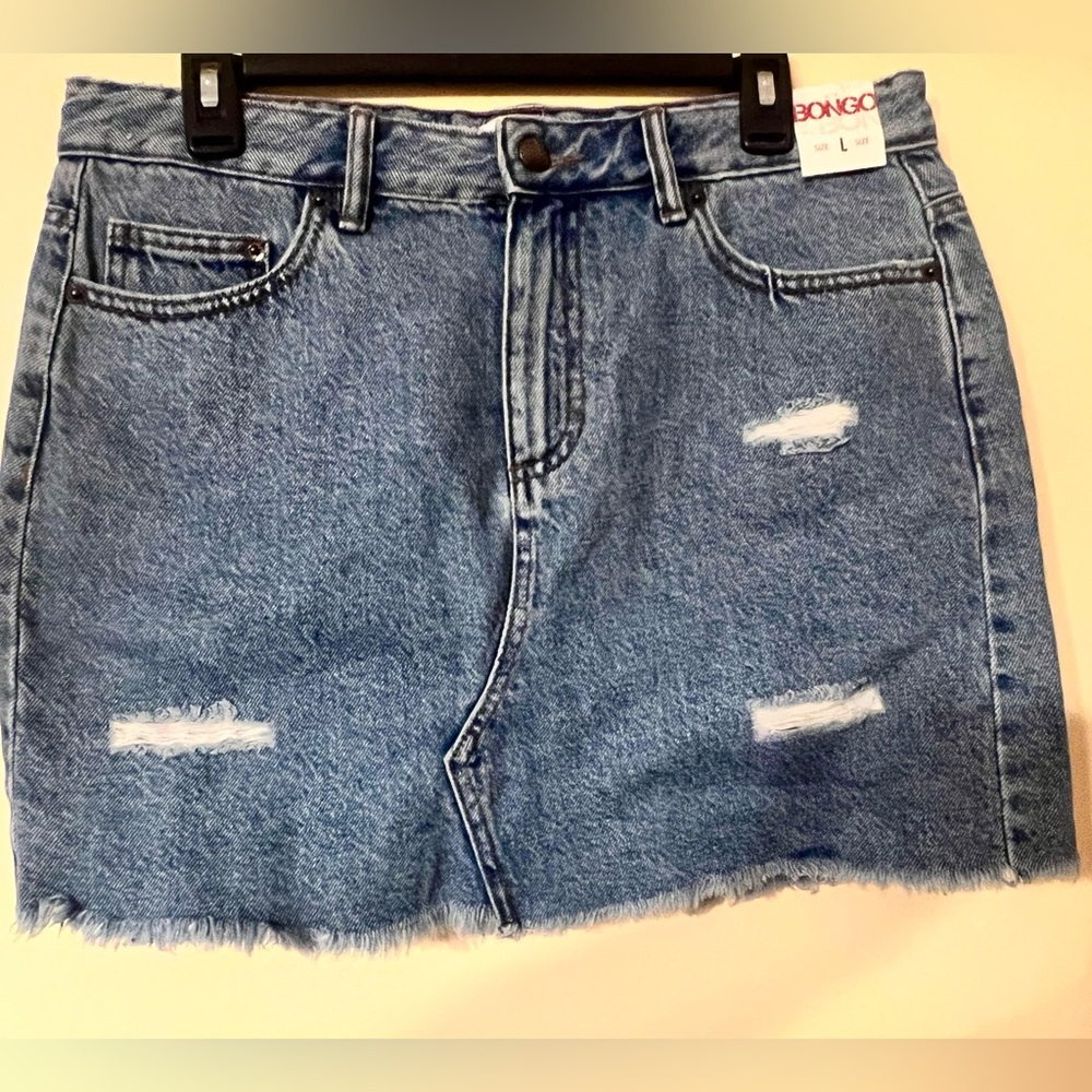 Jean Distress Skirt